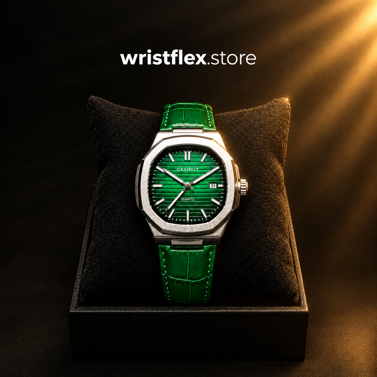 Casirut Green Leather Strap Watch