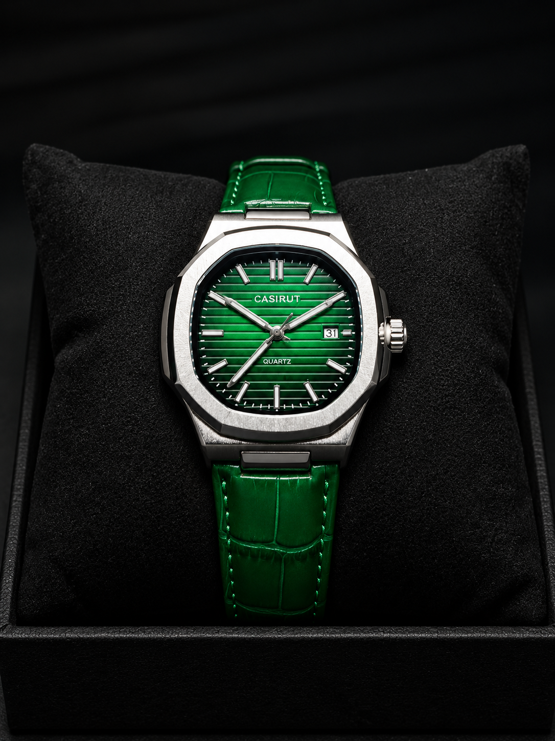 Casirut Green Leather Strap Watch
