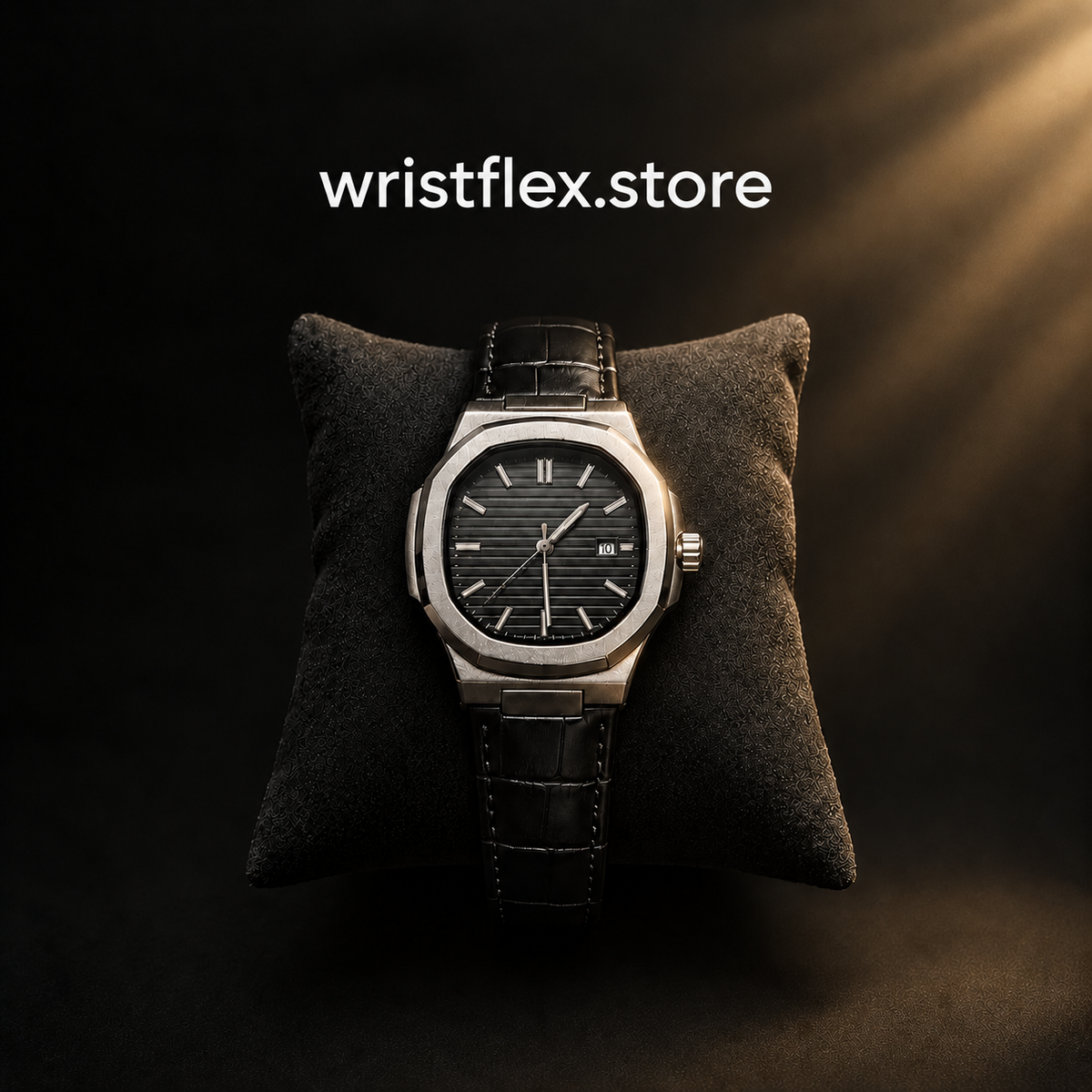 Casirut Black Leather Strap Watch