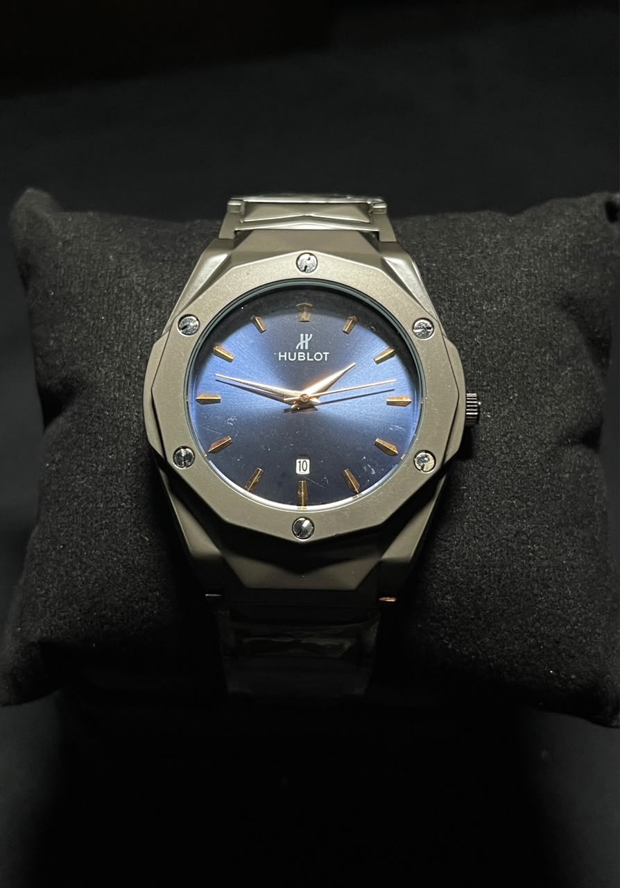 Hublot-Style Blue Sunray Dial Watch