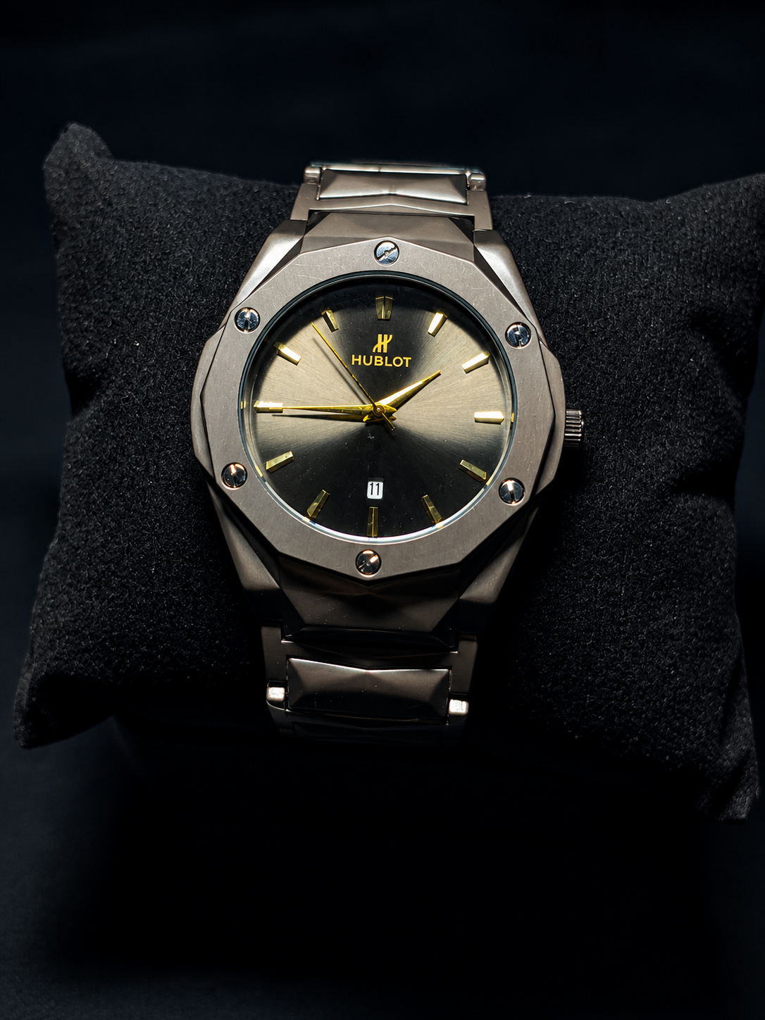 Hublot-Style Two-Tone Gunmetal Watch
