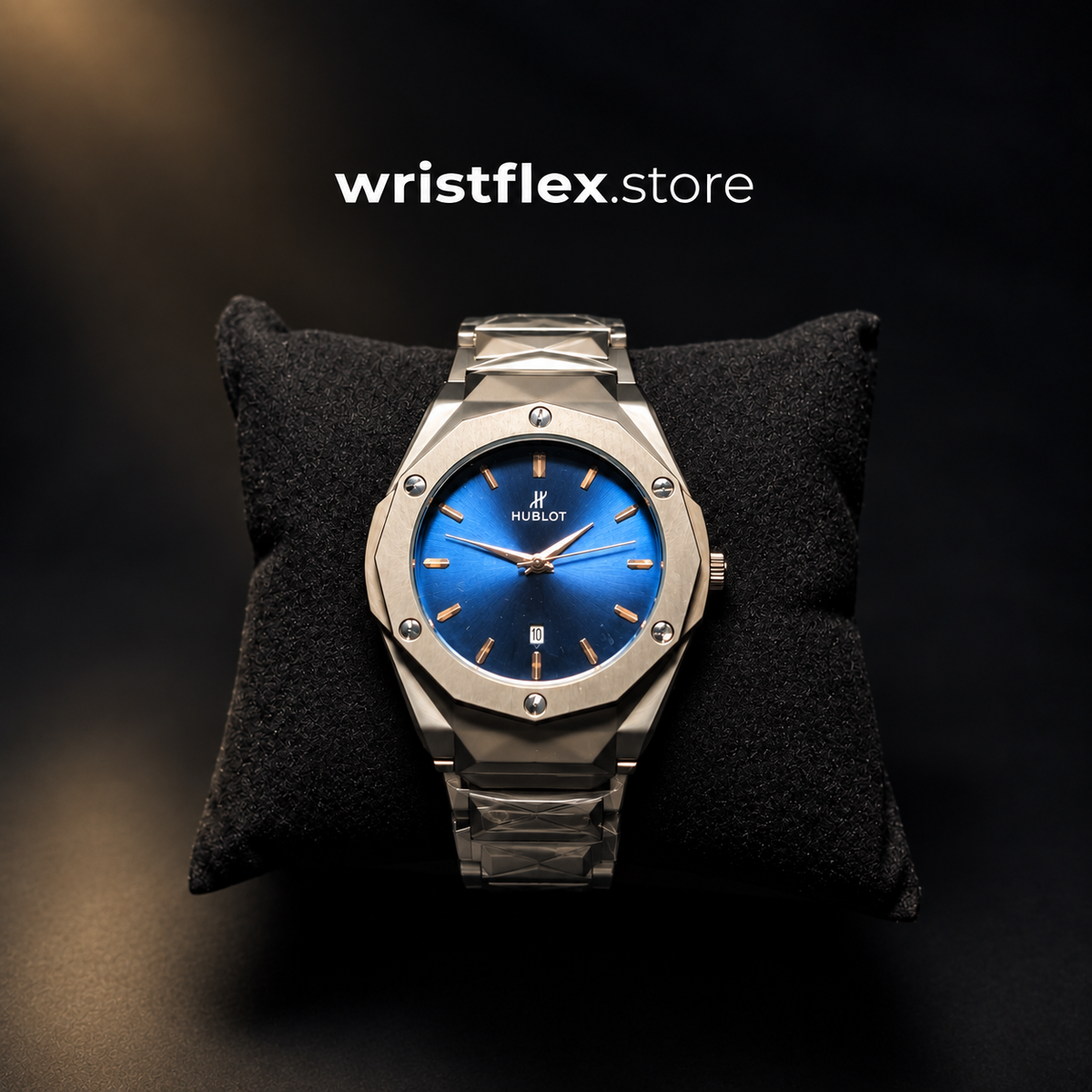 Hublot-Style Blue Sunray Dial Watch