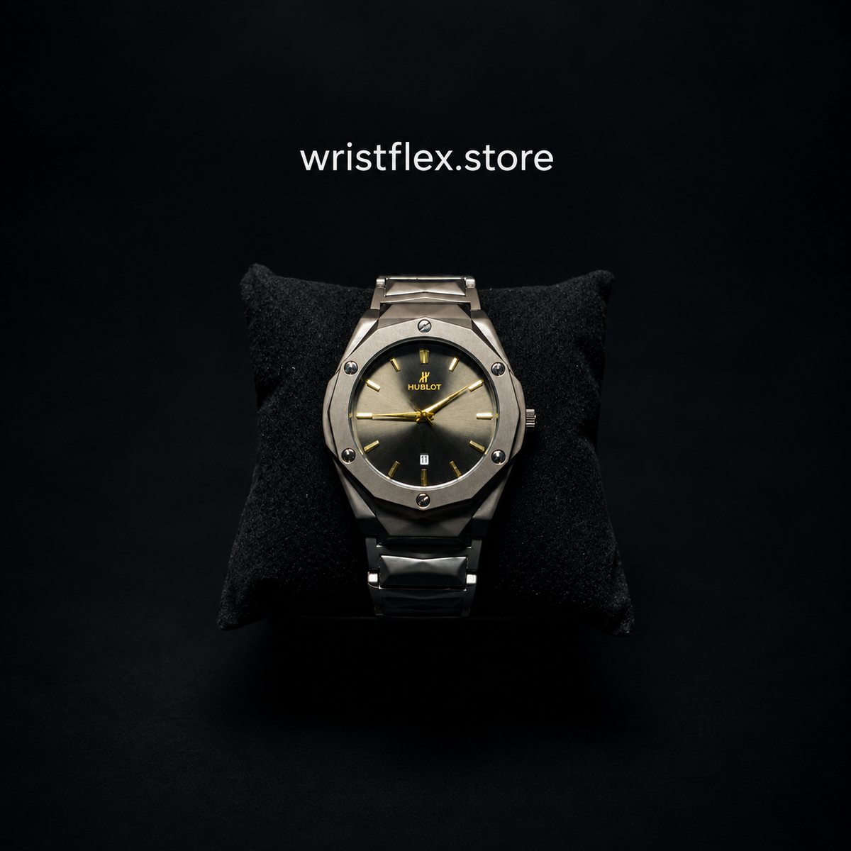 Hublot-Style Two-Tone Gunmetal Watch